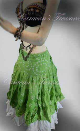 Apple Green Wrap Bustle Skirt Tribal Belly Dance ATS Free 3-day Shipping - Picture 1 of 2