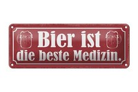 Blechschild Spruch 27X10Cm Bier Ist Die Beste Medizin Metal Deko Schild Tin Sign