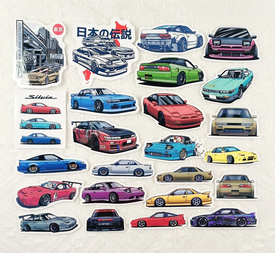 24 piezas pegatinas de vinilo JDM coche para Nissan S13 Silvia 180sx 200sx 240sx Drift legend Foto 2 de 4