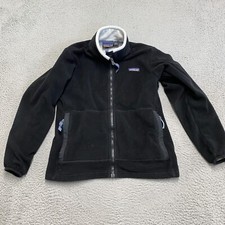 Vintage Patagonia Jacket Womens Medium Full Zip Fleece Synchilla Black USA Made