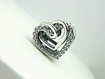 Authentic Pandora #799270C01 Sparkling Entwined Hearts Charm with CZ