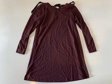 Ann Taylor Loft Long Sleeve Tie Back Shirt Dress Women's Small Petite Maroon