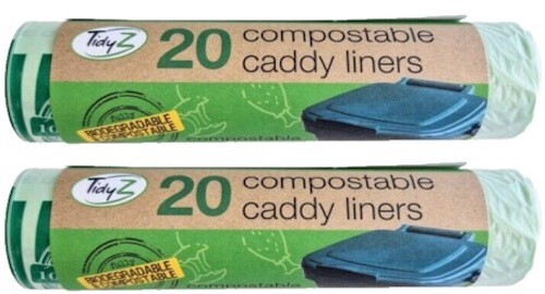 40x Tidyz Compostable Caddy Bin Liners Waste Bags Biodegradable Kitchen ECO - 5L