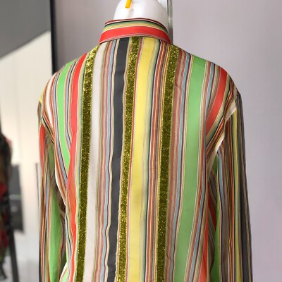 GIANNI VERSACE striped & floral silk chiffon shirt from S/S 1993