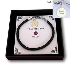 St Christopher Bracelet, Personalised, Engraved for Man, Boy, Son, Godson Gift