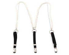 Women Rhinestone Pearl Faux Leather Fashion Suspender Belts Costmes Waist Belt