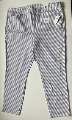 Old Navy Pixie Pants Womens 16 White & Blue Striped Secret Slim Pockets Ankle