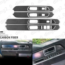 12x Real Carbon Fiber Window Lift Switch Panel Cover For Ford F150 Raptor 09-14