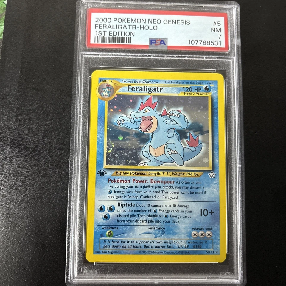 2000 Pokemon Neo Genesis Feraligatr Holo 1st Edition NM 5/111 PSA 7 FAT SWIRL!!! - Image 2 of 4