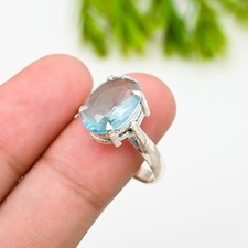 Sky Blue Topaz Gemstone 925 Sterling Silver Ring Handmade Jewelry Ring For Gift