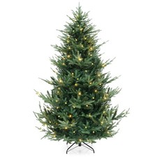 7 FT Artificial Xmas Tree w/1090 PVC PE Branch Tips 340 Warm White LED Lights