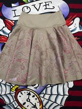 Max Mara Luxury Pleated Paisley A Line Midi Skirt Pockets