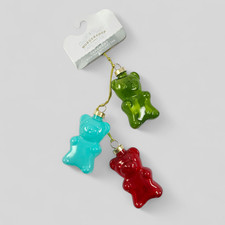 Glass Triple Gummy Bear Candy Christmas Ornament Set 3 Red Blue Green Wondershop