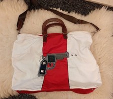 Prada holdall bag weekend /gym zipped  red white with shoulder strap removable 