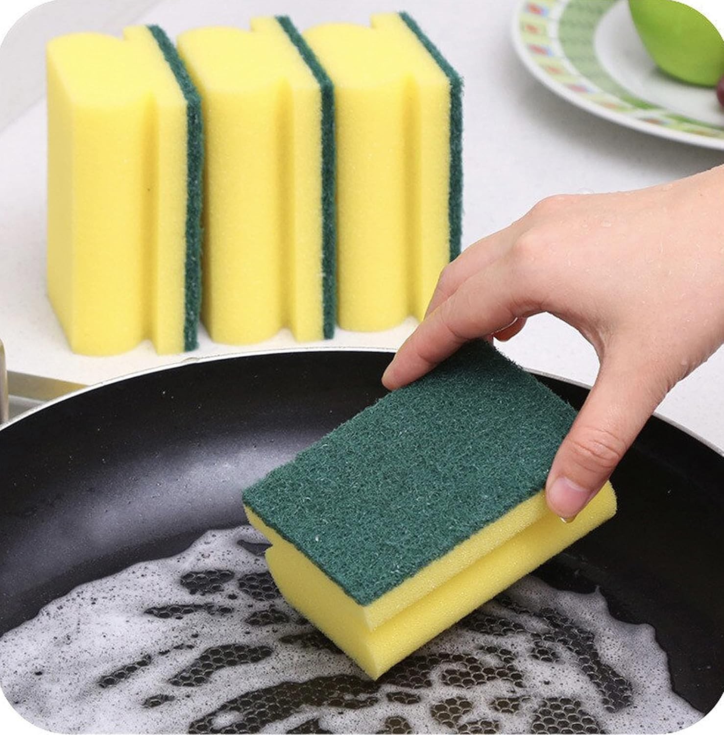 HomeSmith 24 Packs Heavy Duty Scrub Sponge, Dual-Sided Dishwashing & Cleaning S