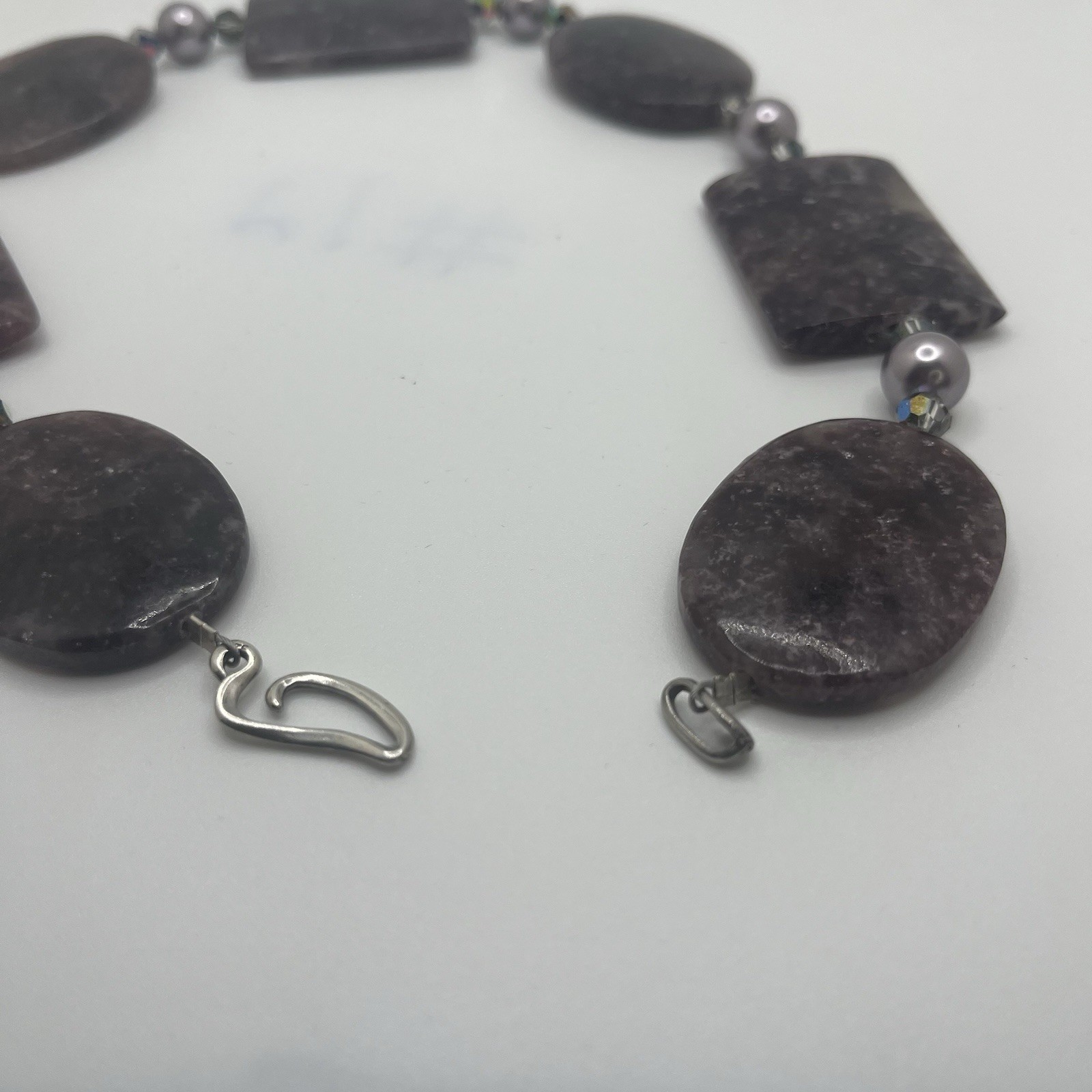 Lepidolite Statement NecklaceSterling Silver Clas… - image 6