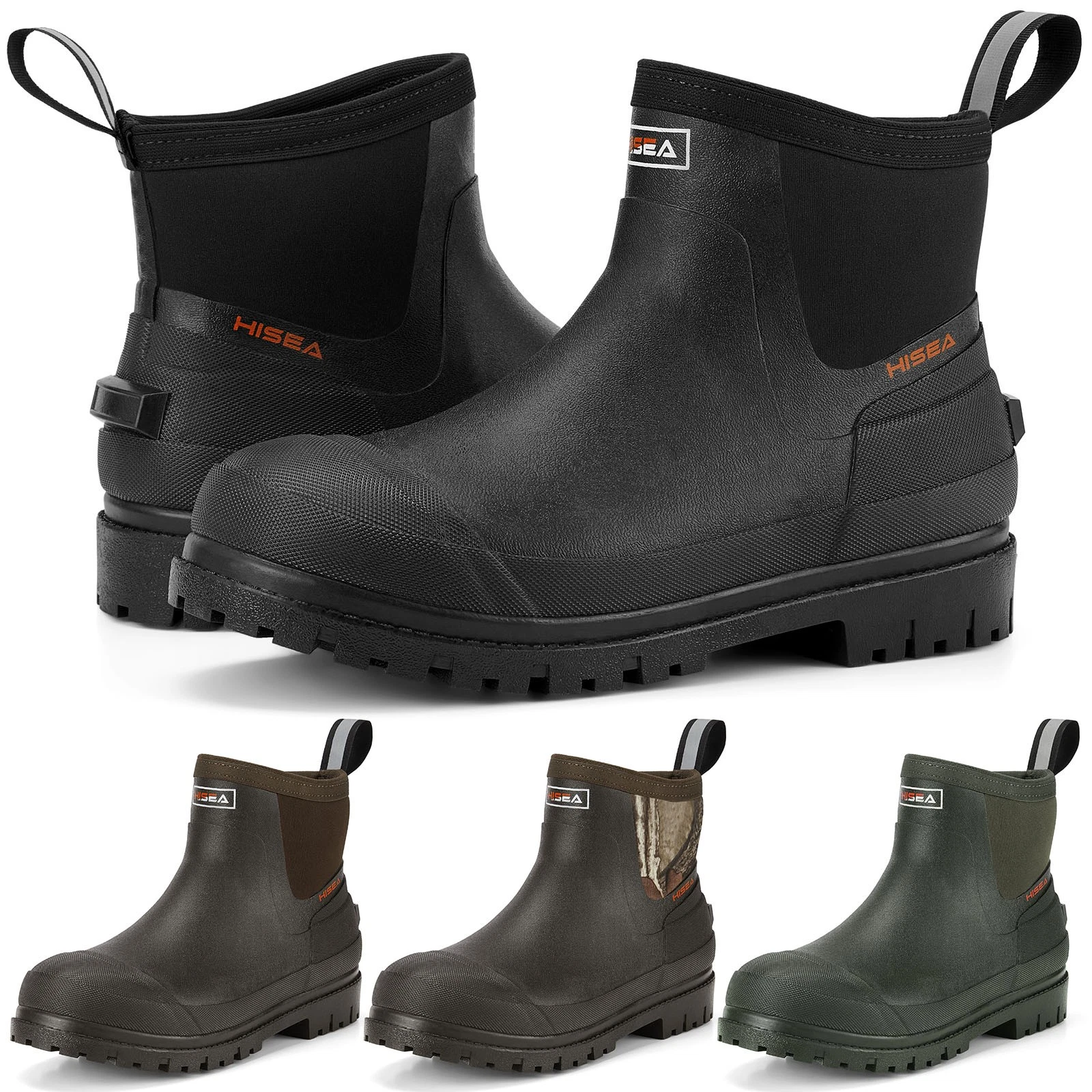 HISEA Men Chelsea Rain Boots w/Steel Shank Waterproof Garden Yard Mud Work Boots