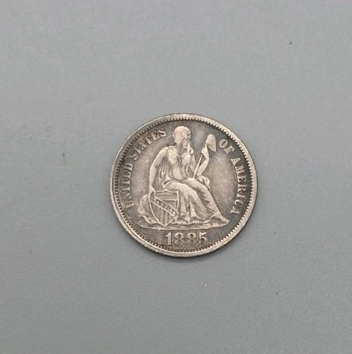 1885 Seated Liberty Silver Dime 10c - Nice Type Coin VF Very Fine detail