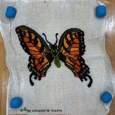 Vintage Paragon Preworked Needlepoint Canvas Tiger Swallowtail Butterfly