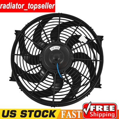12V 14'' 90W Universal Electric Radiator Cooling Slim Fan Push Pull Mount Kit ASI