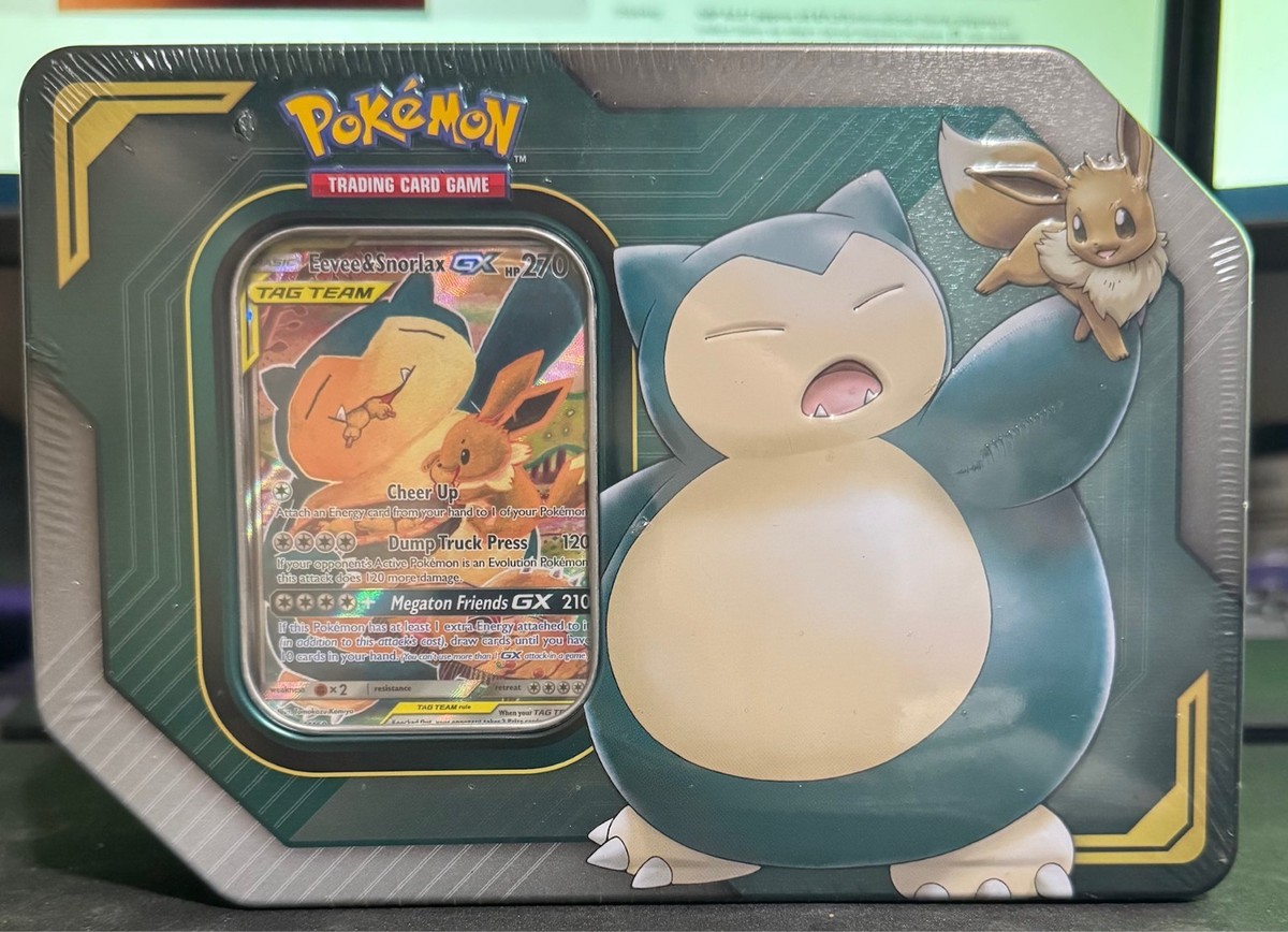 Pokemon Eevee & Snorlax GX Tag Team Tin - Brand New - Factory