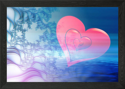 Schwebendes rosa Herz gerahmtes Wandbild Poster Leinwanddruck Bild