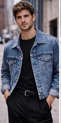 #ad Helmut Lang Denim Jacket Italy Minimalist Archive Cropped Trucker Small Men $145.00