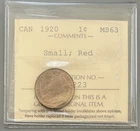 1920 Canada One Cent Coin - ICCS MS-63 -No Reserve