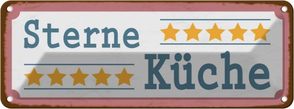 Blechschild 10X27 Cm 5 Sterne KüChe Kochen Essen Deko Geschenk Metall Schild-image
