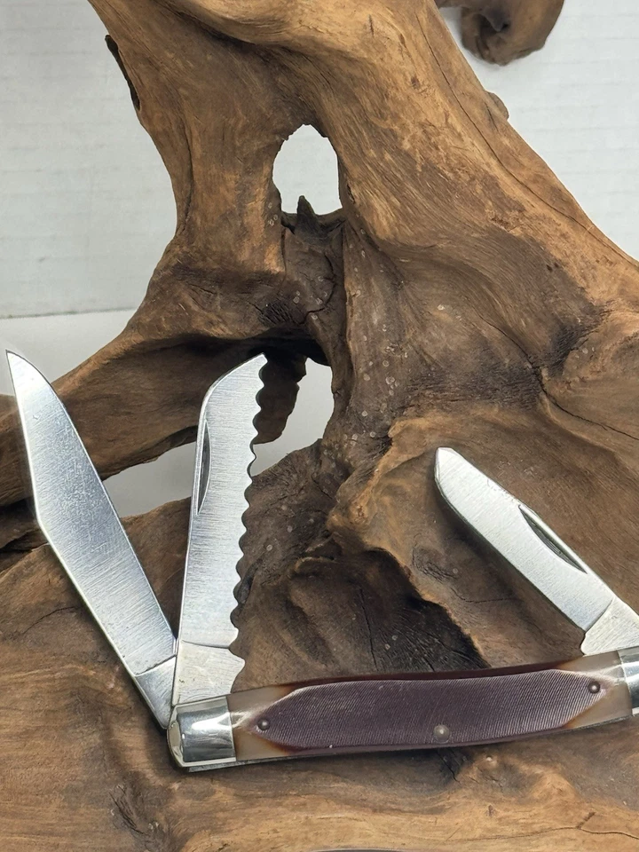 Hermoso CUCHILLO BLAZER VINTAGE SCHRADE EE. UU. 89OT OLD TIMER 3 HOJAS DE GANADERO Foto 4 de 4