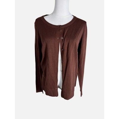 Amazon Essentials Womens Brown Crewneck Cardigan Sweater WAE35003FL18 Medium NWT