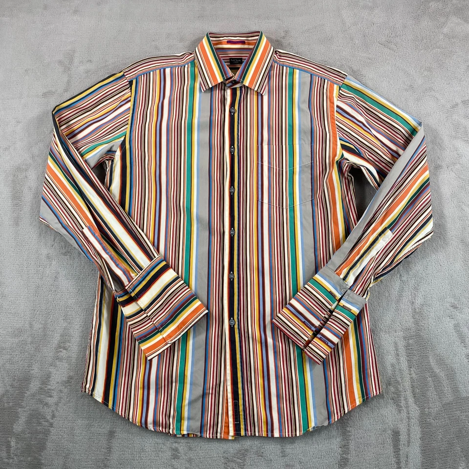 Paul Smith London Shirt Men 16 41 Large Multicolor Stripe French Cuffs Italy - Image 3 of 4
