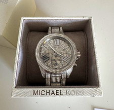 Michael Kors Parker MK6317 Silver-Tone Chronograph Pavé Bracelet Watch
