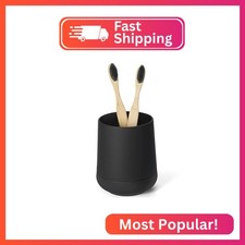 Matte Black Silicone Boot Toothbrush Holders, Modern Tooth Brushing and Toothpas