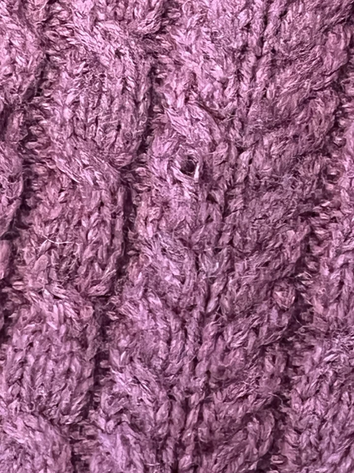 Vintage LL Bean Sweater Womens Made in Ireland Cable Knit Extra Large Purple - Image 4 of 4