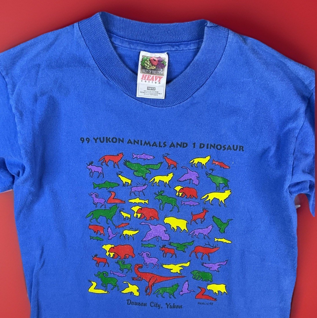 Vintage Yukon T-Shirt 99 Youth Sz 10 Animals And 1 Dinosaur Dawson Merlin 90s