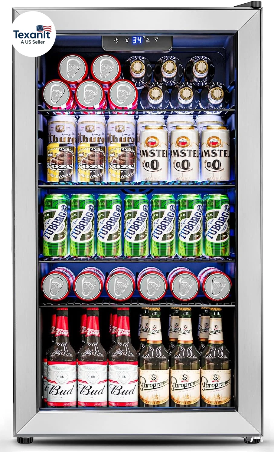 3.2 Cu.Ft Mini Fridge with Glass Door - 126 Can Beverage Refrigerator Cooler for
Opens in a new wind