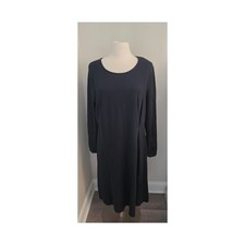 J.Jill Ponte Knit Long Sleeve Midi Dress Black LP Petite Flowy A‑Line EUC