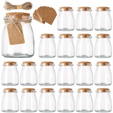 20-Pack 200ml Glass Yogurt Jars with Cork Lids Labels String for Desserts