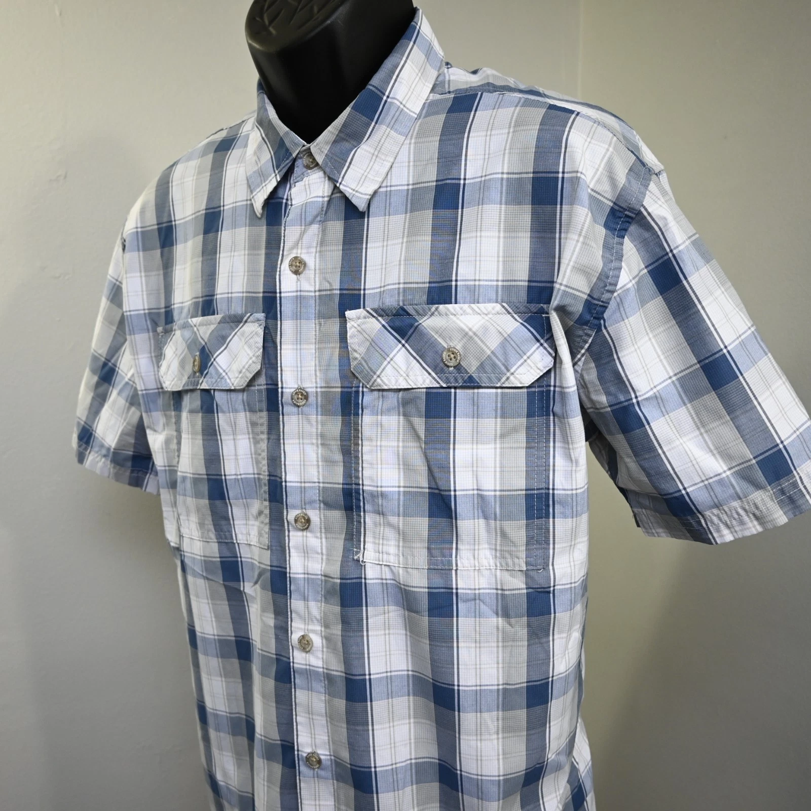 Eddie Bauer Hiking Shirt Mens Size 2XL XXL Plaid Short Sleeve Button Up