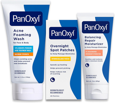 before Bed Skincare Routine Bundle - Acne Foaming Wash Benzoyl Peroxide 10%, PM