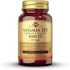 Solgar Vitamin D3 1000 IU (25 µg) Chewable Tablets - Pack of 100 Healthy Bones