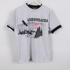 Vintage 90s Adirondacks Flip Cuff Nature Double Sided T shirt Large Made in USA