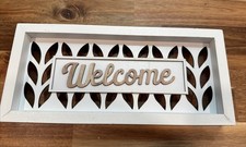 Rustic Farmhouse Welcome Wood Sign Home Decor White 10  x5  Freestanding Office