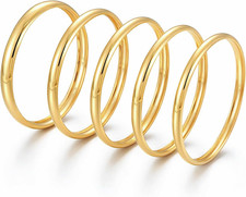 Chunky Gold Plated Bangle Bracelets Set for Women Stackable Statement Cuff