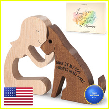 Sensuniq Dog Memorial Gifts Handcrafted Wooden Carving Men And Pet Figura Once