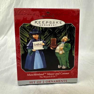 Hallmark  Munchkinland Mayor and Coroner  1998 Ornaments Vintage QX6463 NIB