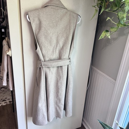 New Zara Sleeveless Belted Trench Vest Coat Women SZ- XS Beige Modern Minimalist - Picture 22 of 22