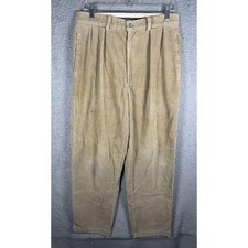 Polo Ralph Lauren Men Pleated Corduroy Pants Tan Beige 31x30 Made in USA Vintage