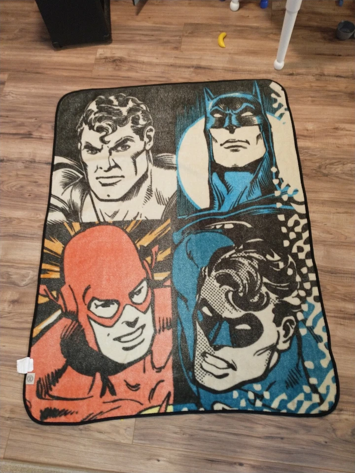 DC Comics Batman Superman Robin Flash Fleece Throw Blanket 57x42 Northwest - Image 2 of 3
